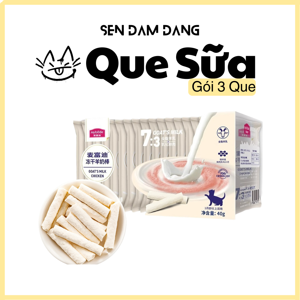 Snack Phô Mai Que Sữa Dê Myfoodie Sấy Khô Cho Mèo - Gói 3 Que