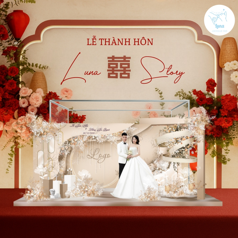 Mô Hình Cưới 3D Sang Trọng - Standee Đám Cưới Cao Cấp Tặng Bạn Bè, Trang Trí, Decor Phòng Luna