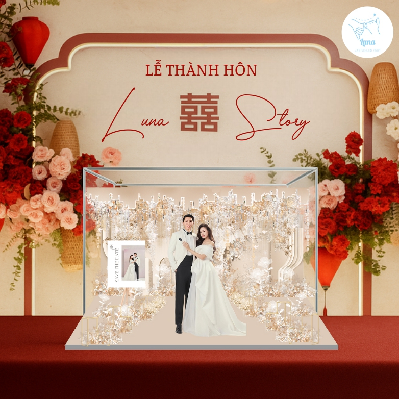 Mô Hình  Đám Cưới Sang Chảnh - Standee Cưới Tặng Bạn Bè, Trang Trí, Decor Phòng (Tone Cổ Điển)