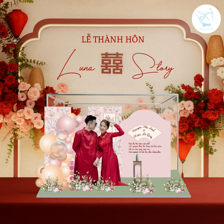 Mô Hình 3D Dâu Rể – Quà Cưới  Sang Trọng, Lưu Giữ Khoảnh Khắc Hạnh Phúc Cặp Đôi (Tone Đỏ)