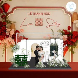 Standee 3D Đám Cưới Sang Trọng – Mô Hình Dâu Rể Trang Trí Decor Nhà & Tiệc Cưới (Tone Trắng - 25CM)