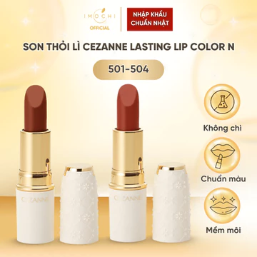 Son Thỏi Lì Cezanne Lasting Lip Color N 501 504 Màu Cam San Hô/Cam Đất Không Chì Chuẩn Màu Mềm Môi Lâu Trôi 3.9g