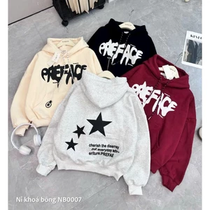 Áo Hoodie 3 ngôi sao Mũ 2 lớp nam nữ form rộng bigsize 40-78kg