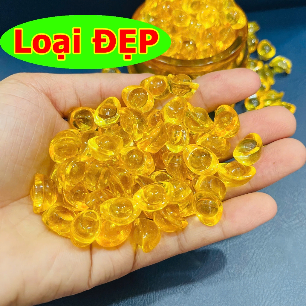 ⭐RƯỚC LỘC⭐ [NHỀU SIZE] ComBo 10 Thỏi Vàng Kim Nguyên Bảo Thủy Tinh Citrine Size - Thỏi vàng phong thủy Thần Tài