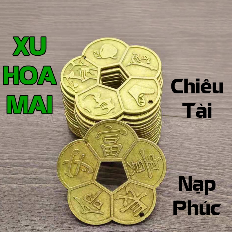 [HỎA TỐC] Đồng Xu Hoa Mai Kim Tiền 5 Cánh Mạ Vàng Giá Sỉ , Quà Tết