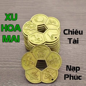 Đồng Xu Hoa Mai Kim Tiền 5 Cánh Mạ Vàng Giá Sỉ , Quà Tết