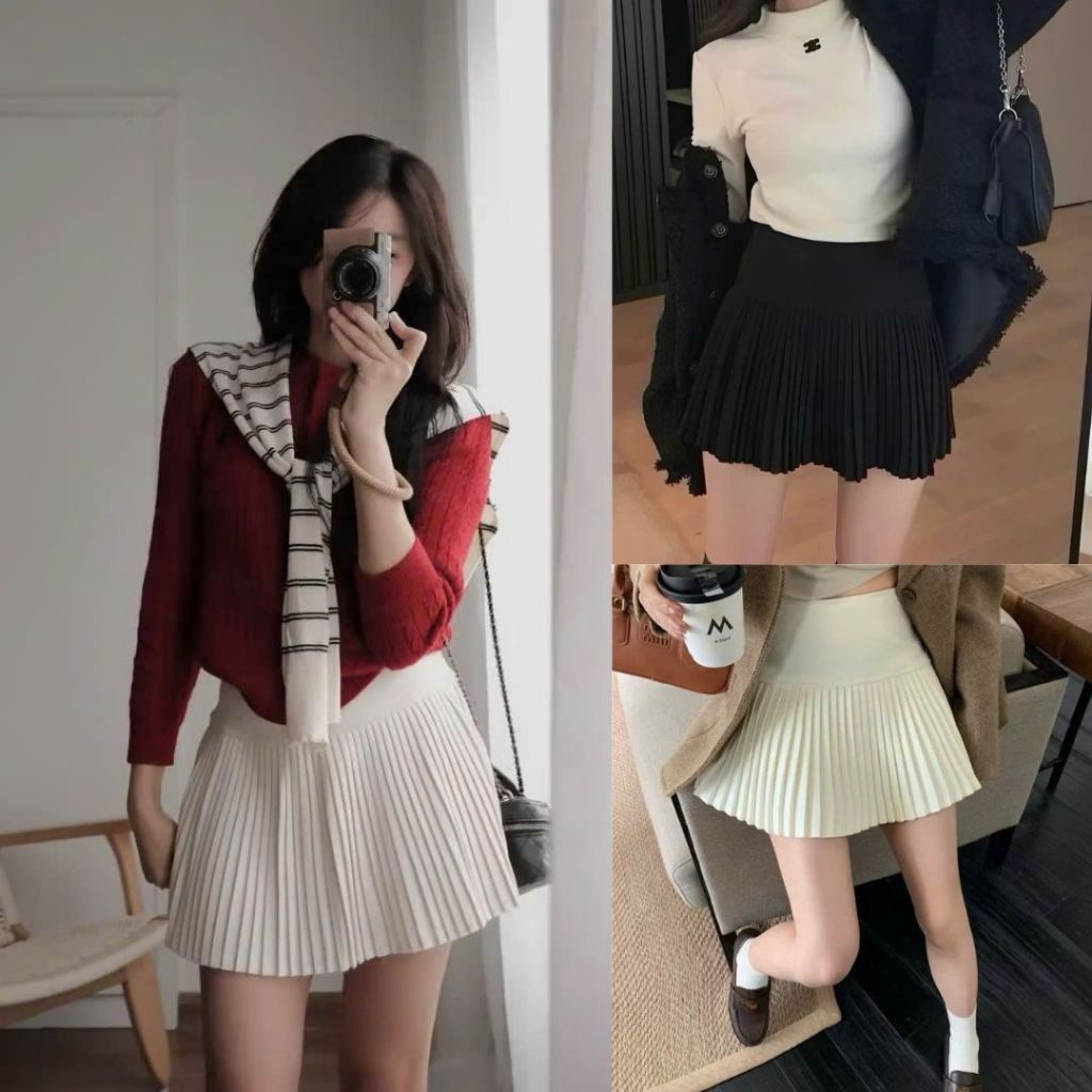 Chân váy dạ dập ly nhỏ dáng chữ A cạp cao chuẩn form tôn dáng Joolate 579_P0k39