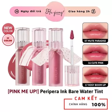 [Bản có Nơ 🎀 7,8,15,16,17 - PINK ME UP!] Son Tint Bóng Nhẹ Peripera Water Bare Tint Peripera's Soft Pink Universe