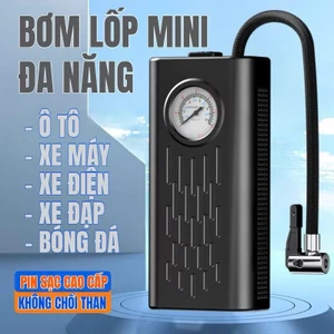 Bơm lốp mini di động dùng pin sạc cao cấp dùng cho Ô tô, Xe đạp, Xe máy, Xe điện, Bóng đá