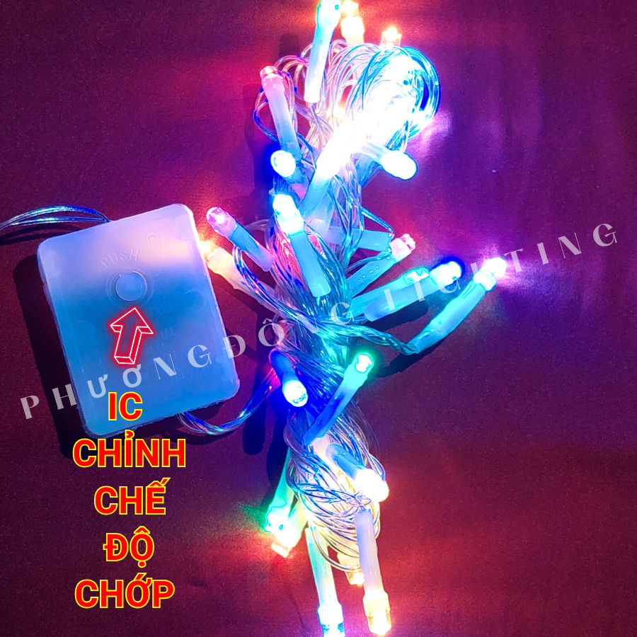 COMBO 5 Dây đèn LED CHỚP Trang trí Noel 4m 30 Bóng Nhiều màu IC CHÍNH CHẾ ĐỘ CHỚP Tiết kiệm điện Đủ màu Trắng Vàng Xanh