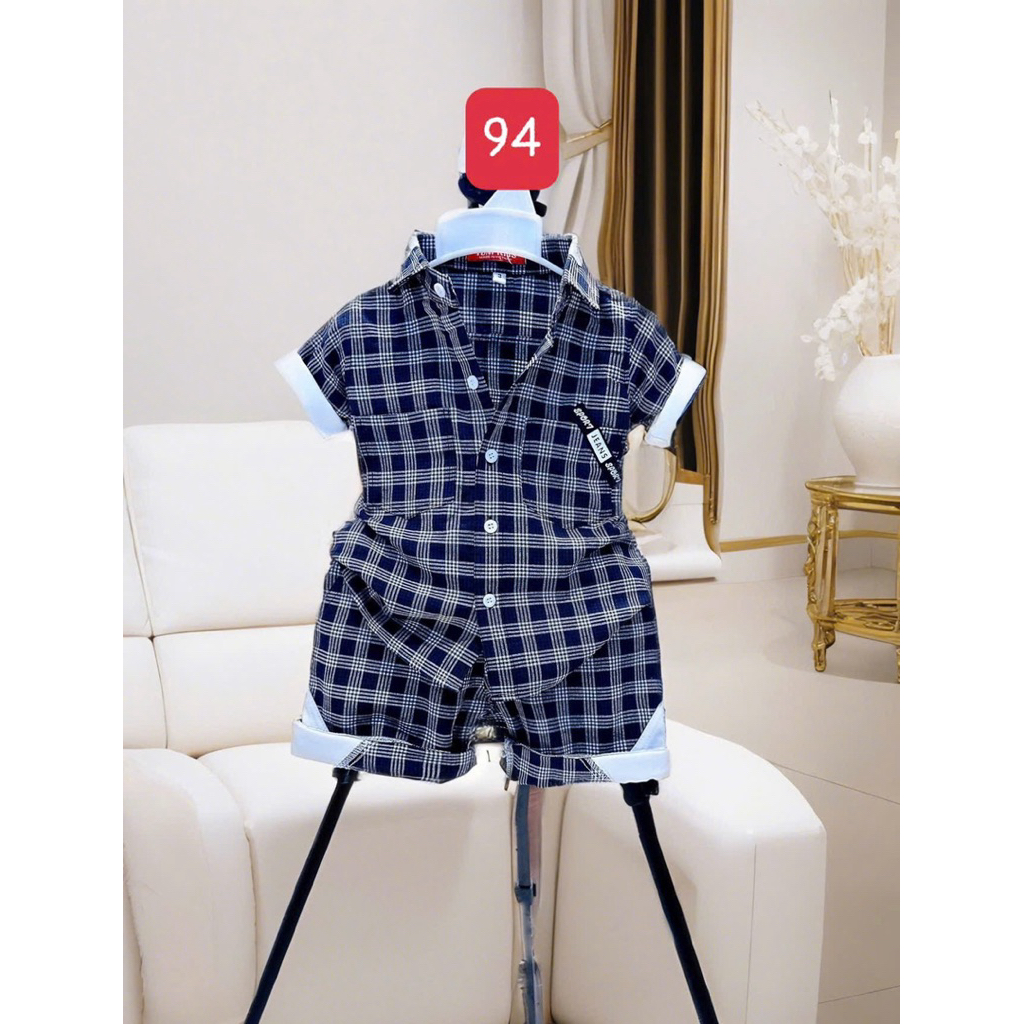 set sơmi caro phối cao cấp cho bé trai10kg-54kg TONIKIDS