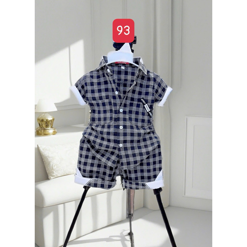 set sơmi caro phối cao cấp cho bé trai10kg-54kg TONIKIDS
