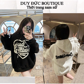 Áo Hoodie Thêu Tym Xù Lệ V Form Mũ To Nỉ Bông Dày Dặn Dáng Dấu Quần Tay Bồng Thời Trang Nam Nữ, Áo Nỉ Hoodie Thêu Xù