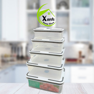 Hộp Đựng Thực Phẩm 5 Chiếc Để Tủ Lạnh Đa Năng GD202 - Set 5 Nhựa Đựng Thực Phẩm Phong Cách Nhật Bản