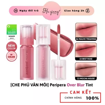 Son Kem Peripera Over Blur Tint hiệu ứng mờ lì mịn màng, làm đầy rãnh môi và che khuyết điểm môi