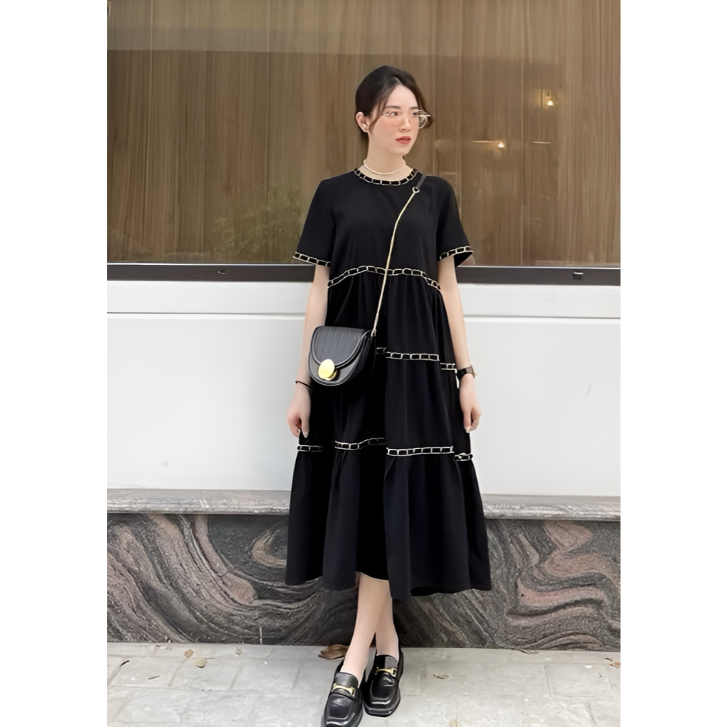 Váy Babydoll Dáng Suông Nữ Tính, Thiết Kế Đường Viền Nổi Sang Trọng, Phù Hợp Đi Dạo Phố, Tiệc Tùng Bầu mặc được T1126G