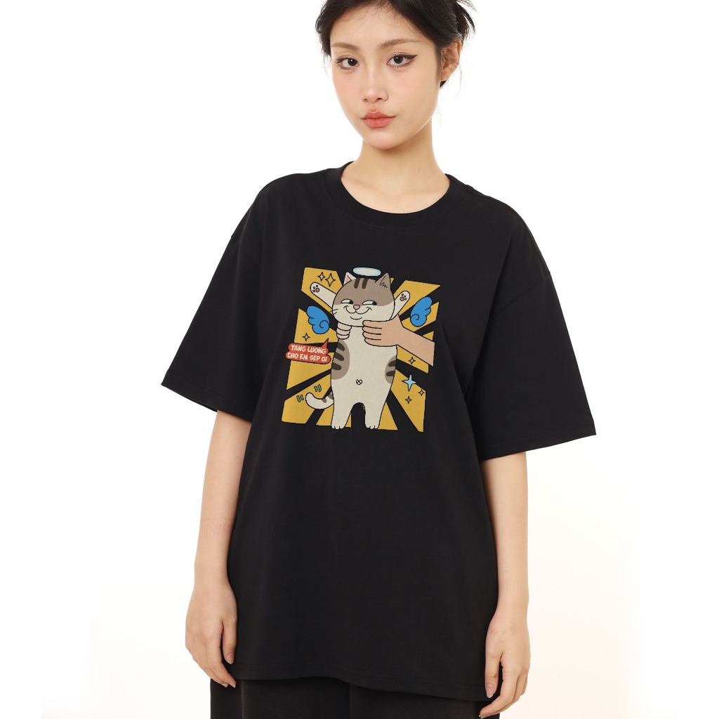 Áo Thun In chữ Hài Hước Tăng Lương Cho Em Sếp Ơi Câu Nói Văn Phòng Công Sở Form Rộng Cotton 230gsm