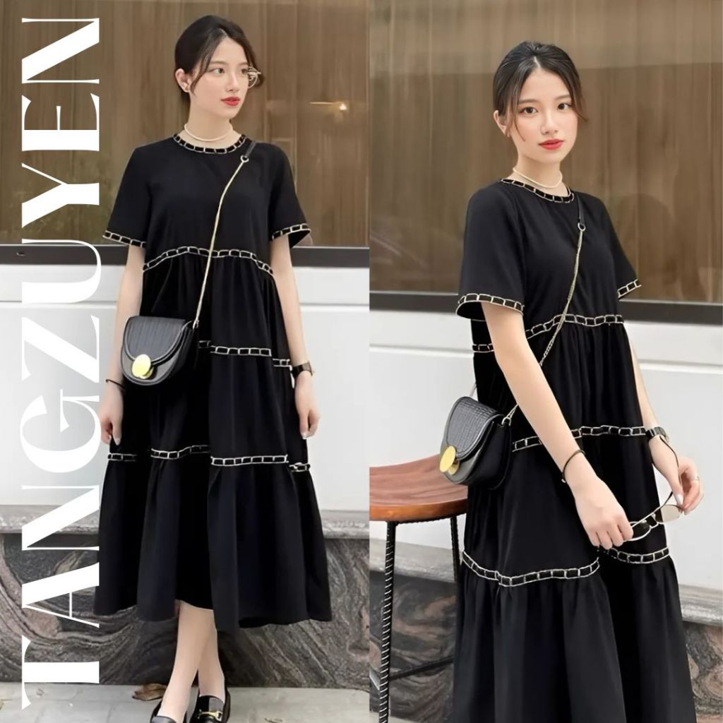 Váy Babydoll Dáng Suông Nữ Tính, Thiết Kế Đường Viền Nổi Sang Trọng, Phù Hợp Đi Dạo Phố, Tiệc Tùng Bầu mặc được T1126G