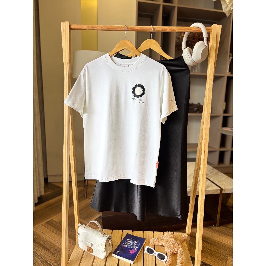 Áo thun basic CSLAVIE – cotton mềm không nhăn, form chuẩn unisex – trắng đen hồng xanh - Áo oversize