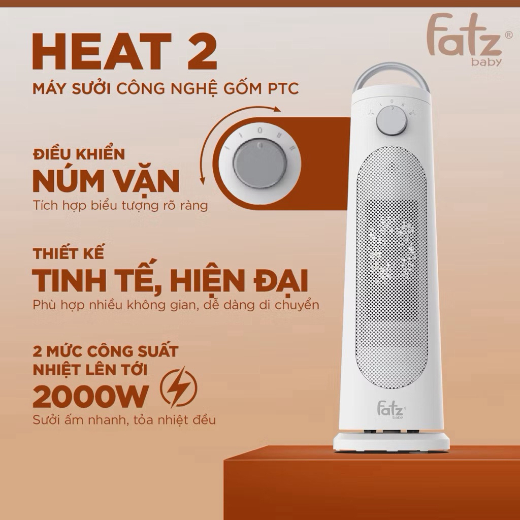 Máy Sưởi Gốm PTC Fatzbaby Heat 2 – Máy Sưởi Cho Bé An Toàn, Sưởi Phòng Nhanh