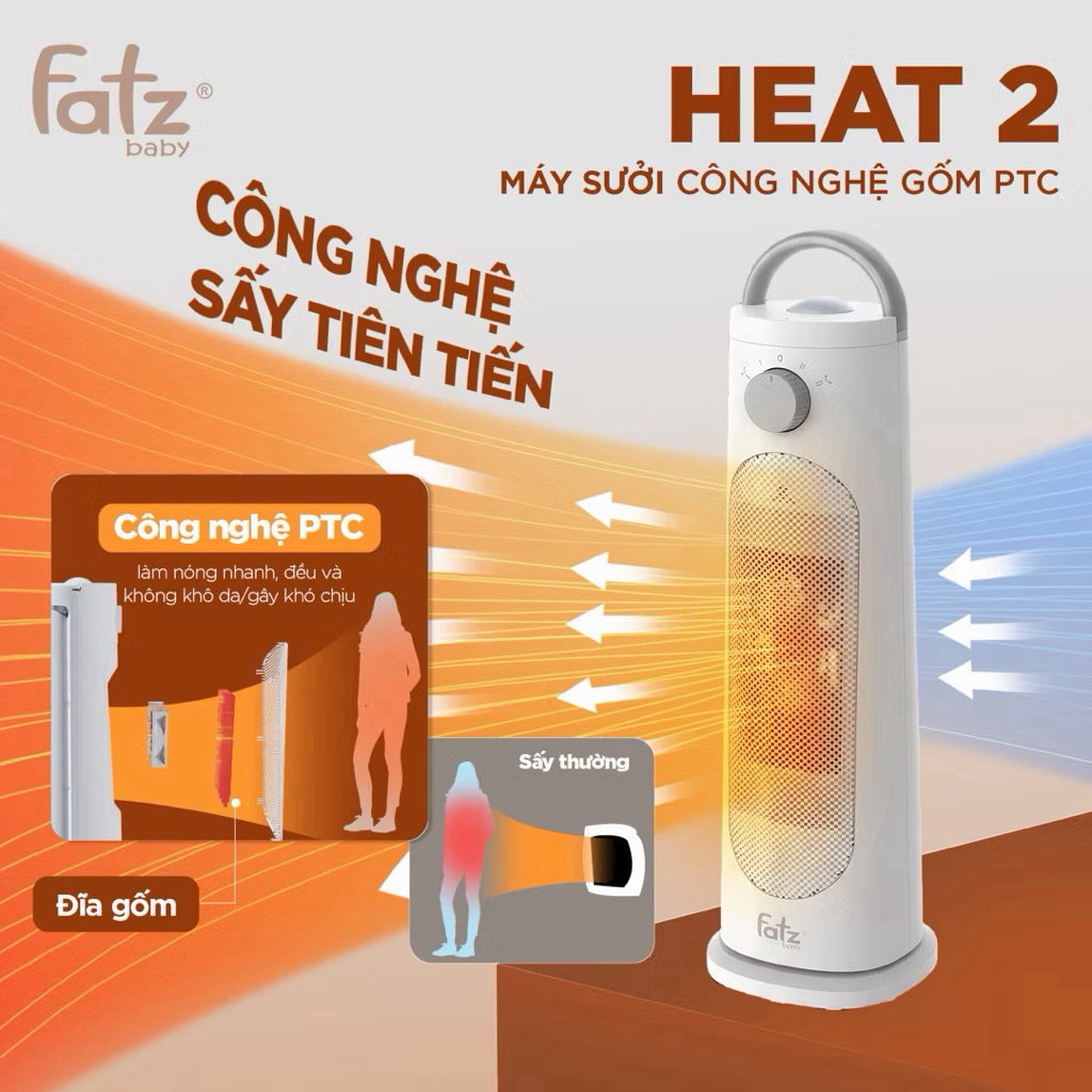 Máy Sưởi Gốm PTC Fatzbaby Heat 2 – Máy Sưởi Cho Bé An Toàn, Sưởi Phòng Nhanh