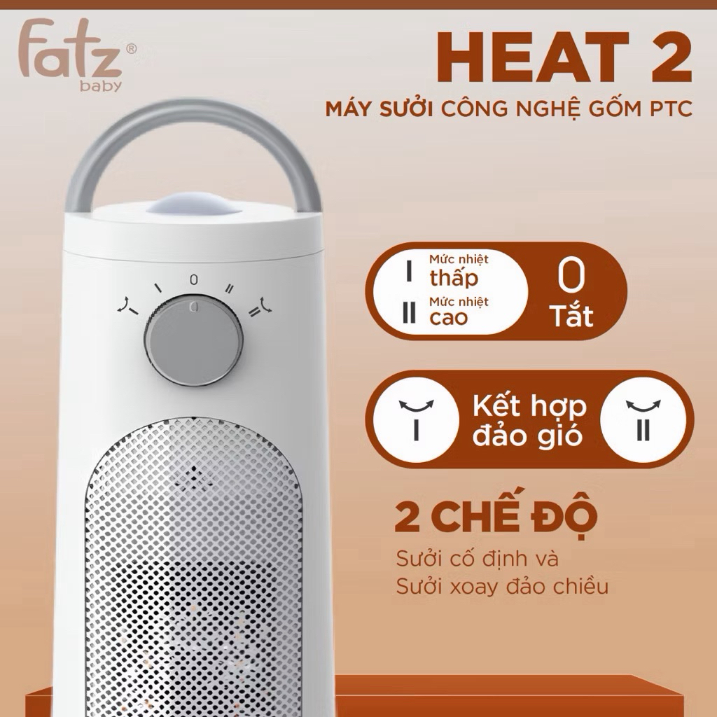 Máy Sưởi Gốm PTC Fatzbaby Heat 2 – Máy Sưởi Cho Bé An Toàn, Sưởi Phòng Nhanh