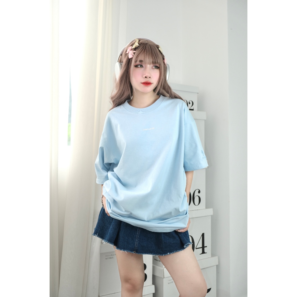 Áo thun uniex màu đen, trắng, xanh với vải cotton 265gsm mềm mại, giữ màu, ít nhăn