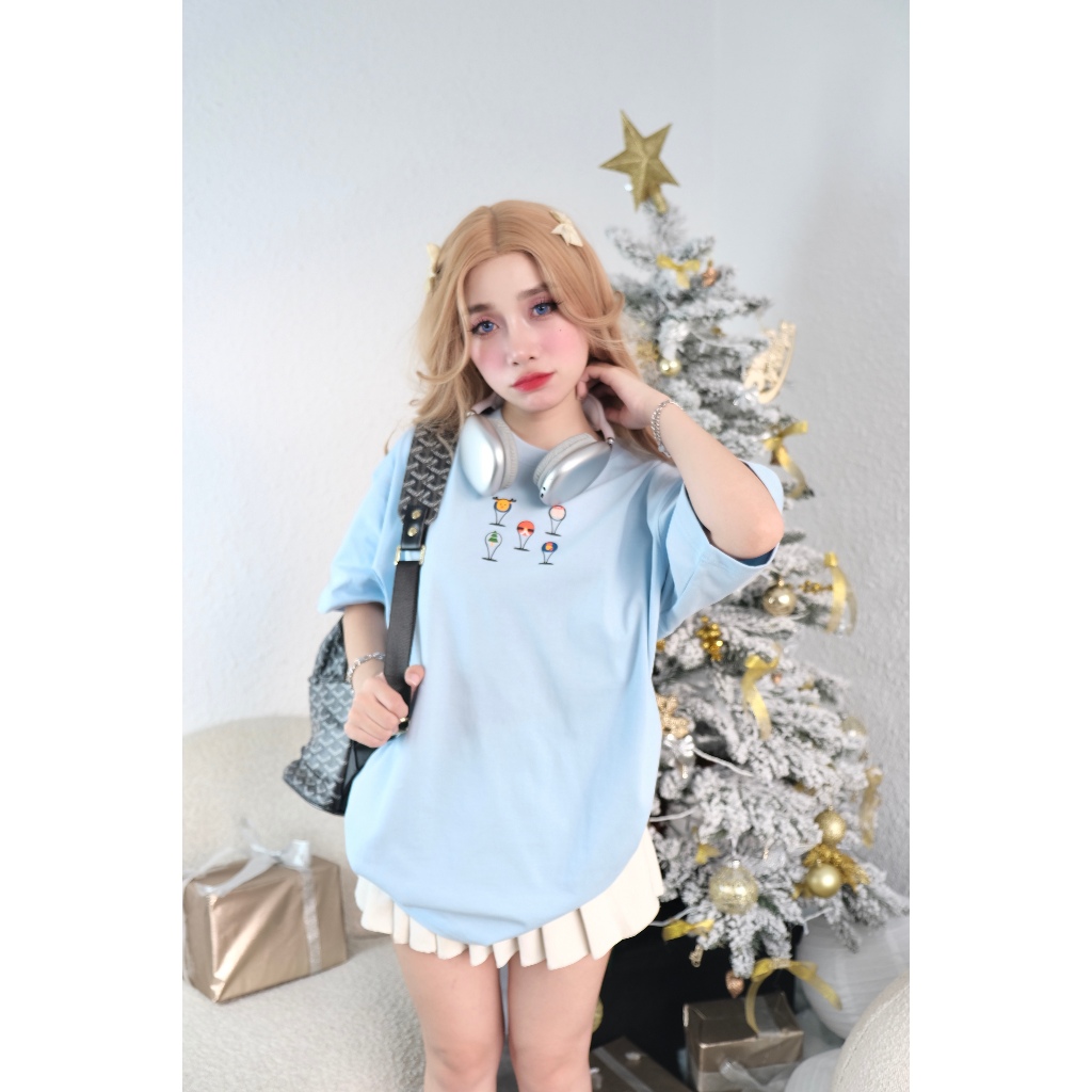 Áo thun cao cấp Santa Balloon Tee White/Pink/Blue local brand  C'est La Vie áo thun form rộng in nổi