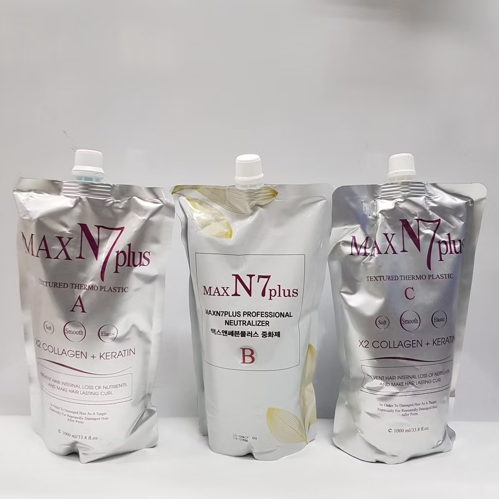 Thuốc uốn MaxN7 Plus chính hãng 1000ml - Công nghệ 3D tạo xoăn đẹp mắt & phục hồi tóc hư tổn Collagen Mùi thơm dịu nhẹ