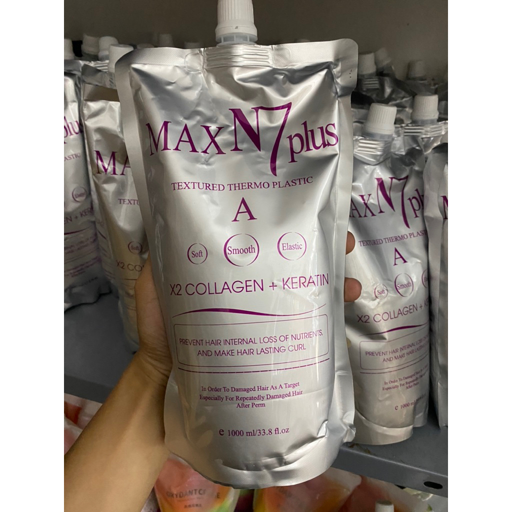 Thuốc uốn MaxN7 Plus chính hãng 1000ml - Công nghệ 3D tạo xoăn đẹp mắt & phục hồi tóc hư tổn Collagen Mùi thơm dịu nhẹ