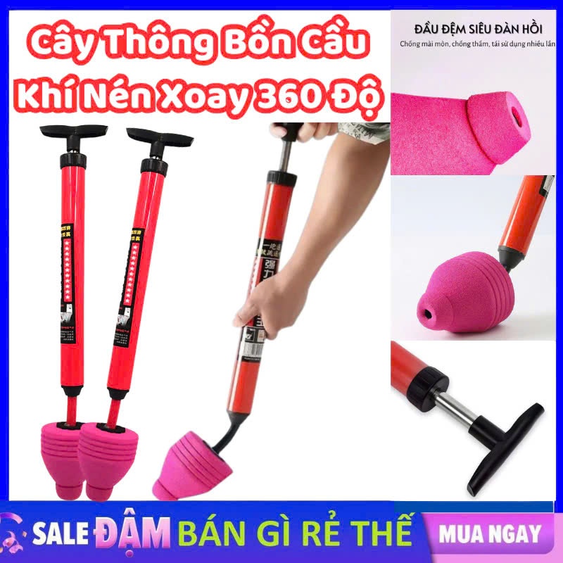 CÂY BƠM THỤT THÔNG TẮC BỒN CẦU, thông cống, dụng cụ thông tắc cống bằng khí nén