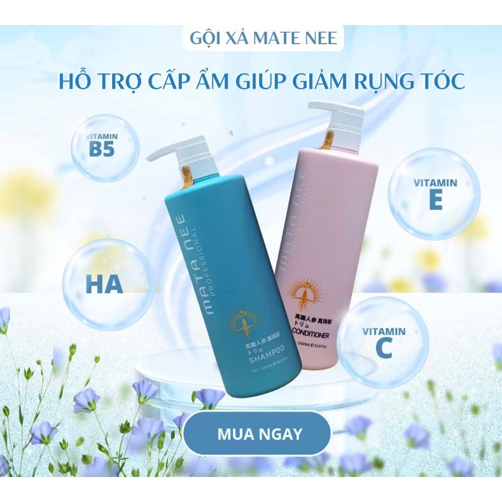 Dầu gội Mata Nee chính hãng 500ml 1000ml, Cặp dầu gội xả phục hồi tóc siêu mềm mượt Mata Nee Professional
