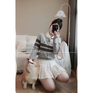 Áo Len Cardigan Ngựa Dài Tay Kẻ Ngang Basic QCCC Cao Cấp