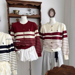 Áo Len Cardigan Ngựa Dài Tay Kẻ Ngang Basic QCCC Cao Cấp