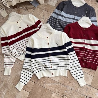 Áo Len Cardigan Ngựa Dài Tay Kẻ Ngang Basic QCCC Cao Cấp