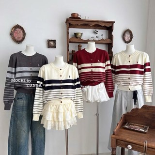 Áo Len Cardigan Ngựa Dài Tay Kẻ Ngang Basic QCCC Cao Cấp
