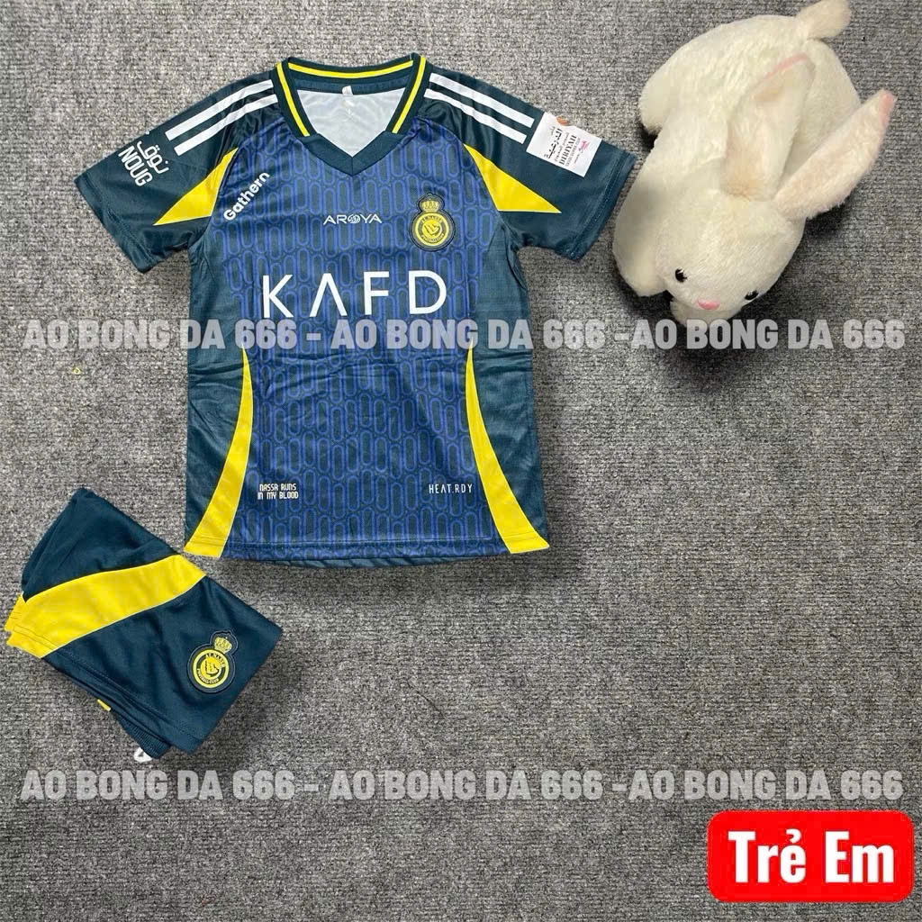 Áo Bóng Đá, Áo Đá Banh Trẻ Em CLB AL Nassr Vàng 2024 / 2025  - Vải Mè Thái Cao Cấp - In Sẵn CR7,