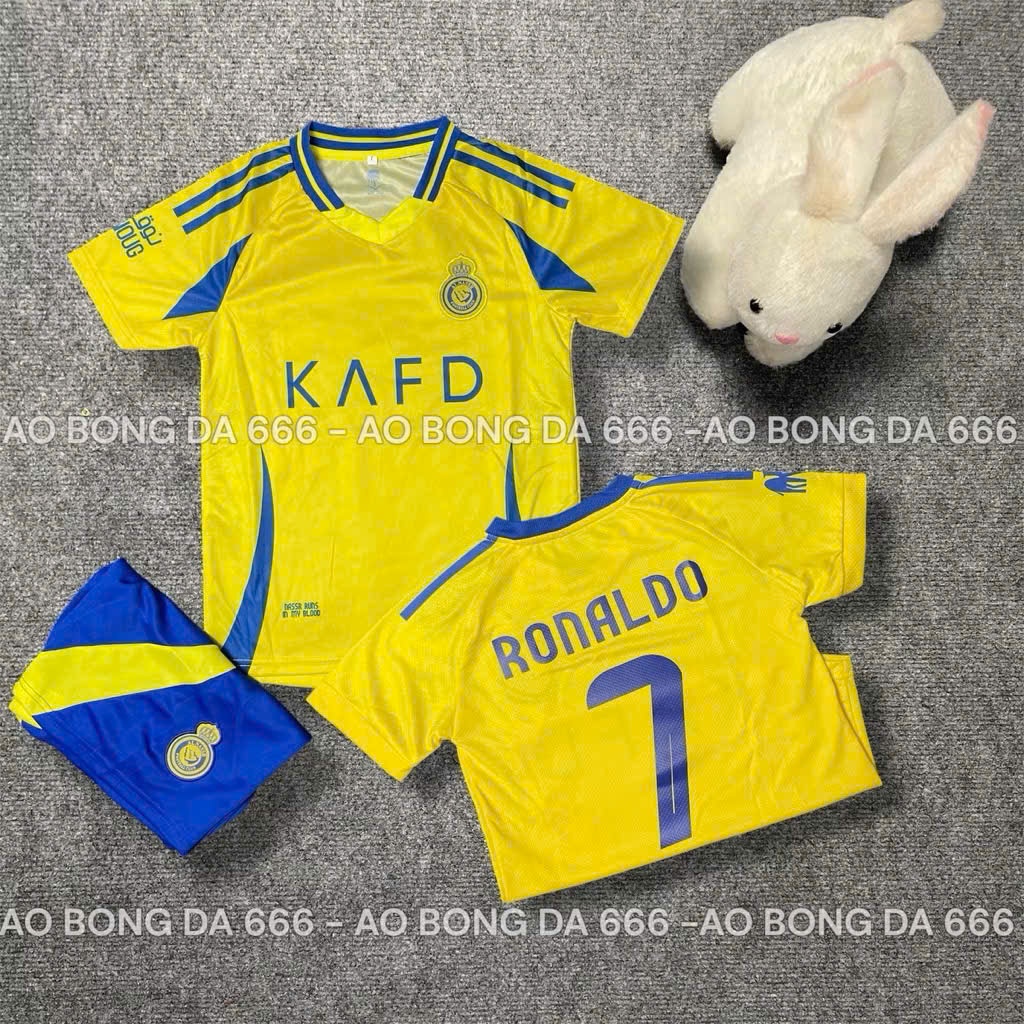 Áo Bóng Đá, Áo Đá Banh Trẻ Em CLB AL Nassr Vàng 2024 / 2025  - Vải Mè Thái Cao Cấp - In Sẵn CR7,
