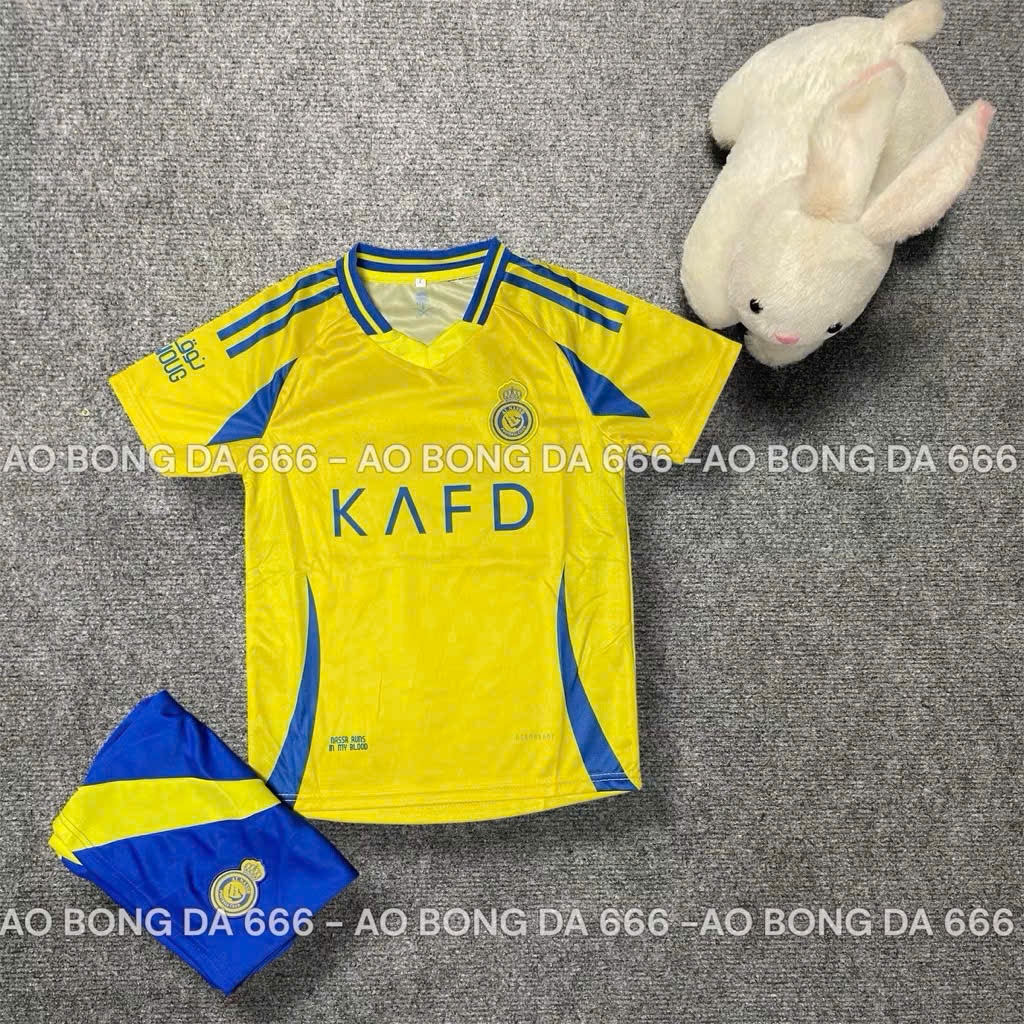 Áo Bóng Đá, Áo Đá Banh Trẻ Em CLB AL Nassr Vàng 2024 / 2025  - Vải Mè Thái Cao Cấp - In Sẵn CR7,