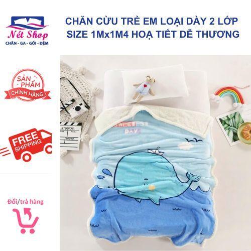 Chăn tuyết cừu trẻ em 2 lớp mùa đông cho bé size 1MX1M4 (Net shop chăn ga)