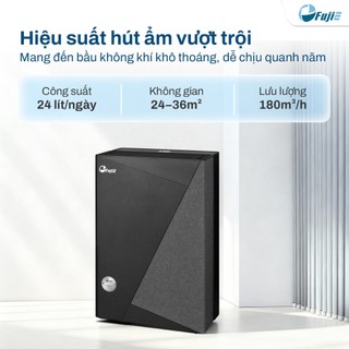 Máy hút ẩm 24L block nhập khẩu FUJIE HM-924ED công suất 24 lít/ngày, màng lọc HEPA, kết nối wifi