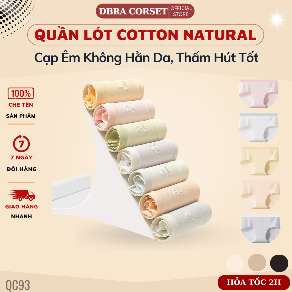 Combo 5 Quần Lót Nữ DBRA Cotton Mềm Mịn Co Giãn, Cạp Êm Không Hằn Da, Thấm Hút Tốt QC.93