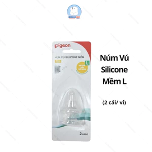 Núm Vú Silicone Pigeon mềm ( 2 cái/vỉ) Thay Thế Bình Cổ Hẹp, Núm Ti Mềm không BPA