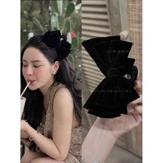 kẹp tóc nơ bọc nhung full kẹp size 14cm phong cách nữ tính nhẹ nhàng-video shop quay