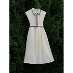 Váy Đầm Thiết Kế Nữ YAME Cổ Sơ Mi Tay Cánh Dơi Chiết Eo Dáng Xòe Dài Kèm Đai Trắng & Vàng Cỏ Úa Thanh Lịch - Safie YV629 — ảnh 3