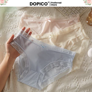 Quần lót nữ lụa viền ren tàng hình thân thiện với da lót cotton siêu kháng khuẩn DOPICO L519
