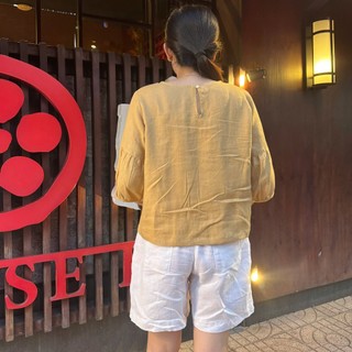 Áo kiểu nữ tay phồng, chất LINEN TƯNG WASHED. JUNE LINEN. A33