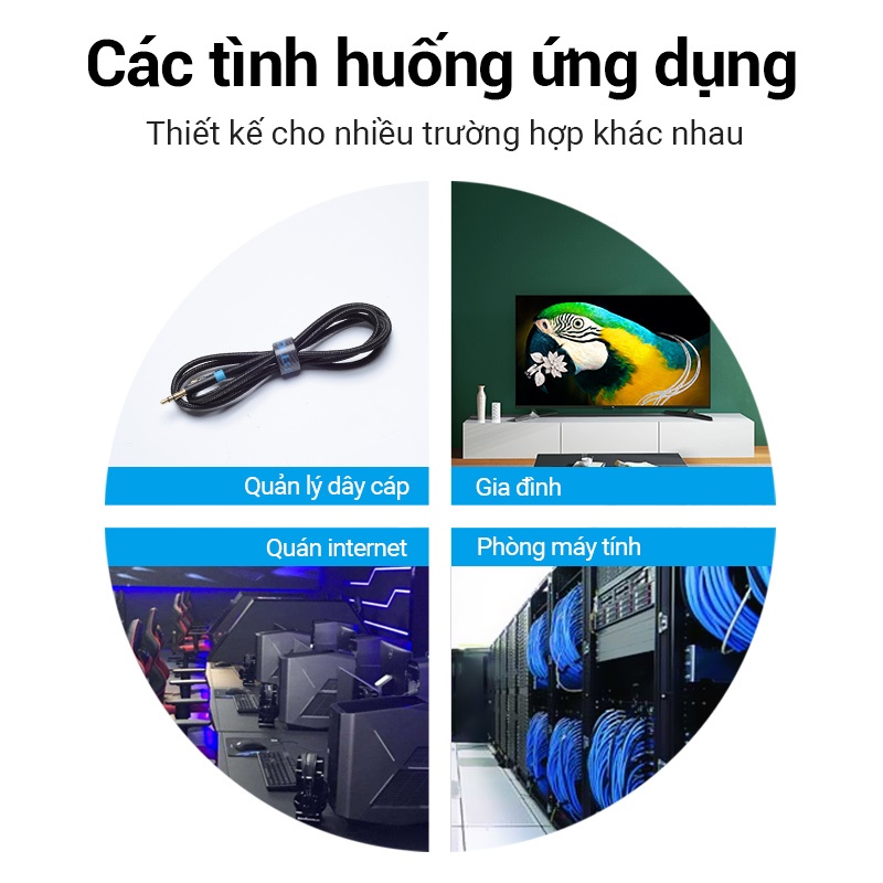 Dây Vention Đa Năng Quấn Chống Rối Dây Điện, Cáp Sạc, Tai Nghe, HDMI, Dây Điện. Tiện Lợi, Bền Và Tái Sử Dụng Nhiều Lần