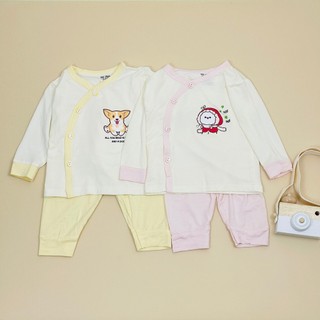 Đồ bộ sơ sinh dài tay khuy cài chéo chất vải petit mềm mịn không gây kích ứng cho bé từ 3-9kg