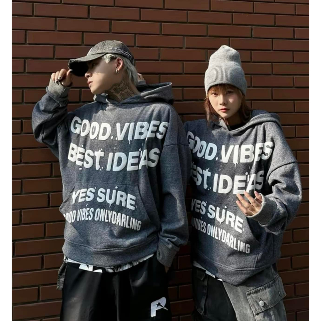 Áo Khoác Hoodie In Nổi GOOD VIBES Form Boxy Form Rộng Nam Nữ Unisex Mấu Mới 2026 SSL
